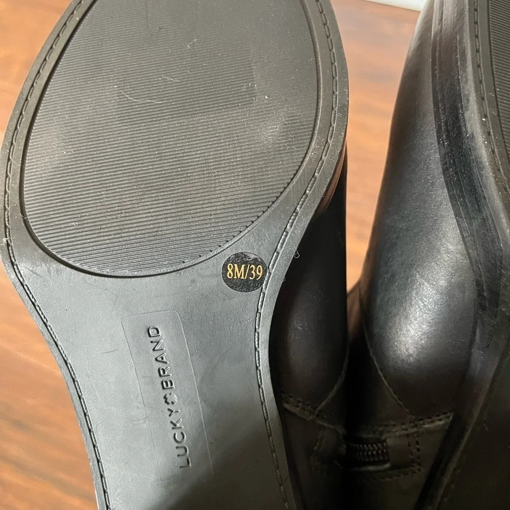 NWOT Lucky Brand Black Quinlee Leather Ankle Boots-Size 8